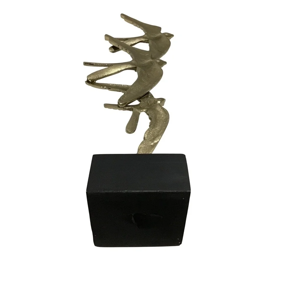 Vintage Brass Bird Sculpture on Black Base Mid Century‎ Modern Decor